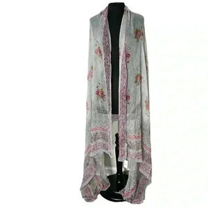 Dana Xu Floral Paisley Print 100% Silk Scarf WrapThin NWT Size OS